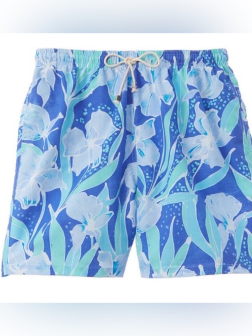 NWOT J.McLaughlin short mens Swim Aqua Hibiscus Swim Trunk Blue Floral Size M